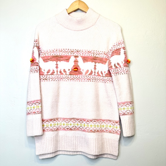 Anthropologie | Aimee Pommed Novelty Print Alpaca Mock Neck Sweater - Picture 4 of 16
